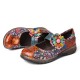 Retro Embossed Flower Splicing Floral Genuine Leather Flat Shoes Retro Embossed Flower Splicing Floral Genuine Leather Flat Shoes