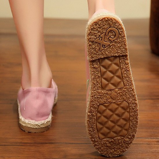 Women Handmade Embroidery Straw Comfy Lightweight Casual Flat Loafers Women Handmade Embroidery Straw Comfy Lightweight Casual Flat Loafers