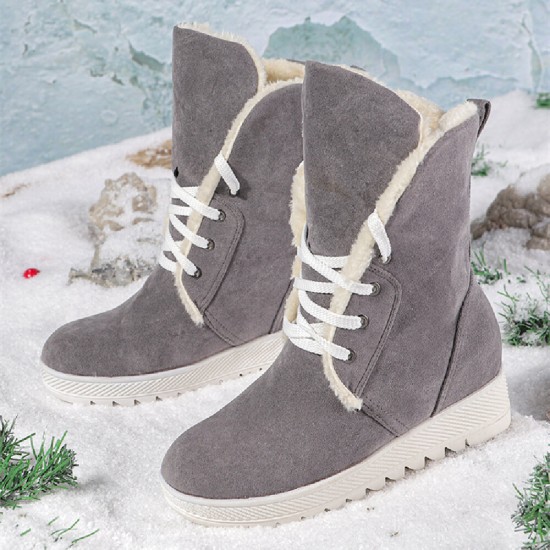 Plus Size Women Casual Warm Slip Resistant Lace Up Thick Sole Snow Boots Plus Size Women Casual Warm Slip Resistant Lace Up Thick Sole Snow Boots