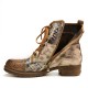 Retro Genuine Leather Newspaper Pattern Flat Ankle Boots Retro Genuine Leather Newspaper Pattern Flat Ankle Boots