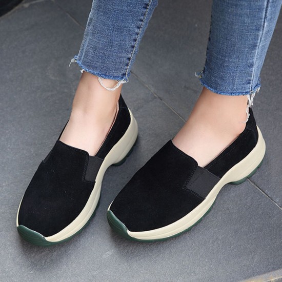 Women Large Size Casual Faux Suede Slip On Chunky Sneakers Women Large Size Casual Faux Suede Slip On Chunky Sneakers